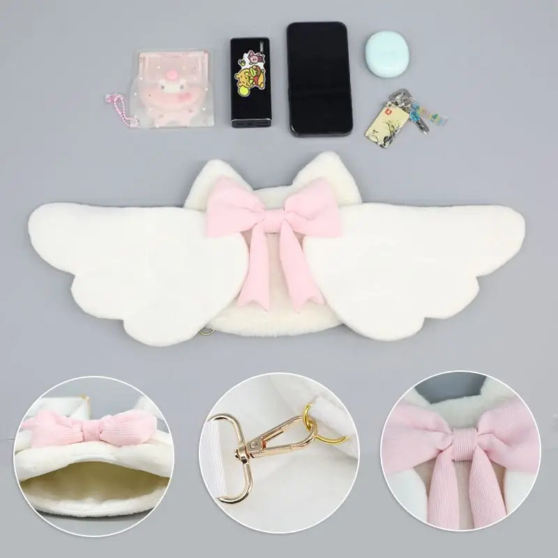 Angel Cartoon Harajuku Backpacks Girls Devil Bat Wing Decor Hip Hop Plush Bags Bowknots Kawaii Lolita Cosplay Bags Japanese Bags