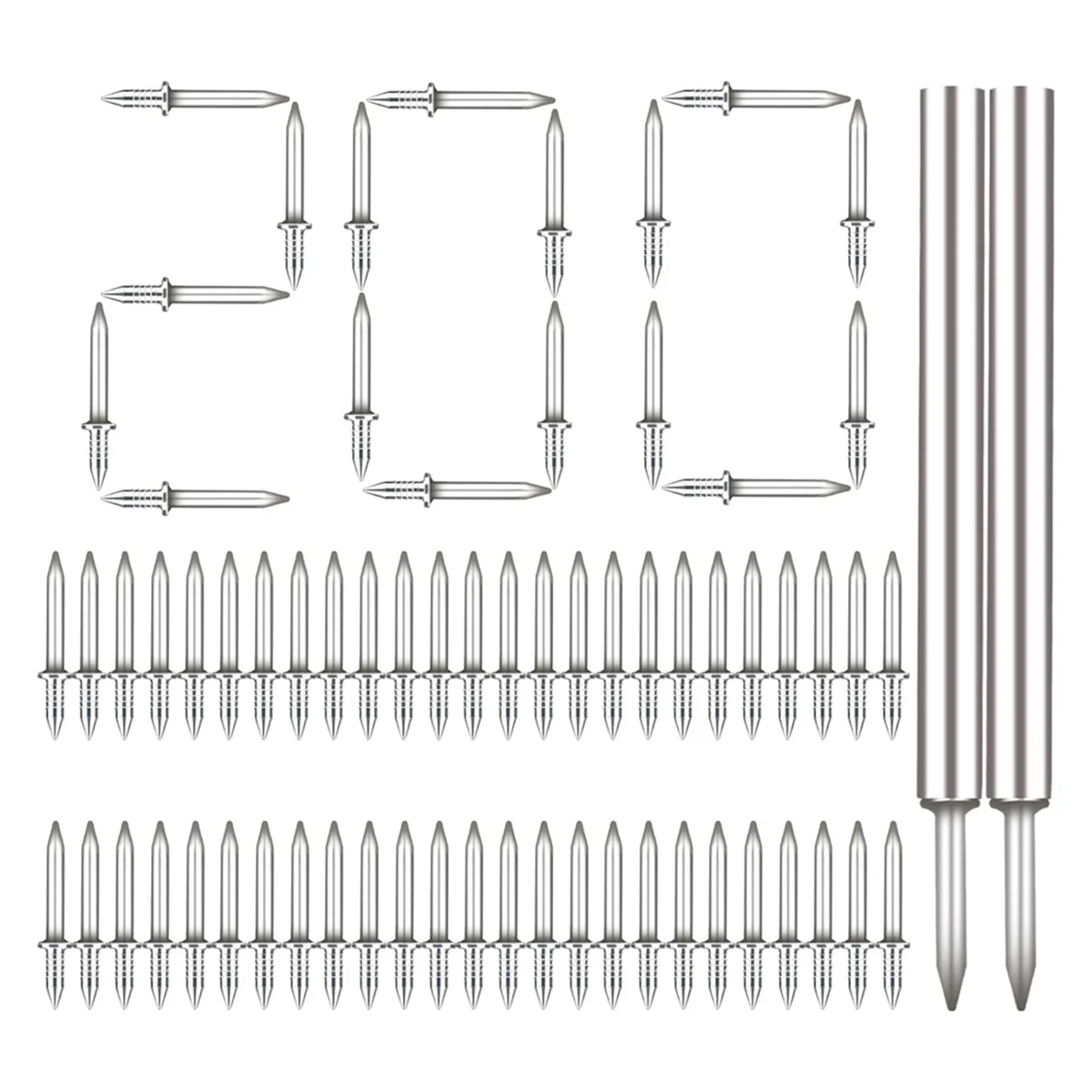 200Pcs Baseboard Seamless Nails Double-Headed Screw, Skirting Line Special Invisible Security Nails with Sleeve Tool