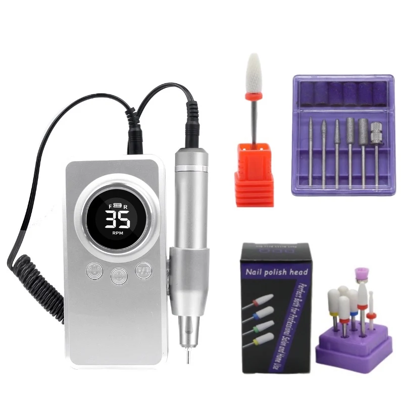 2024 DDQ Electric Nail Drill Machine Professional Manicure Nail Sander Set Nail Drill Bit Portable Polisher Equipment Gift Dusti