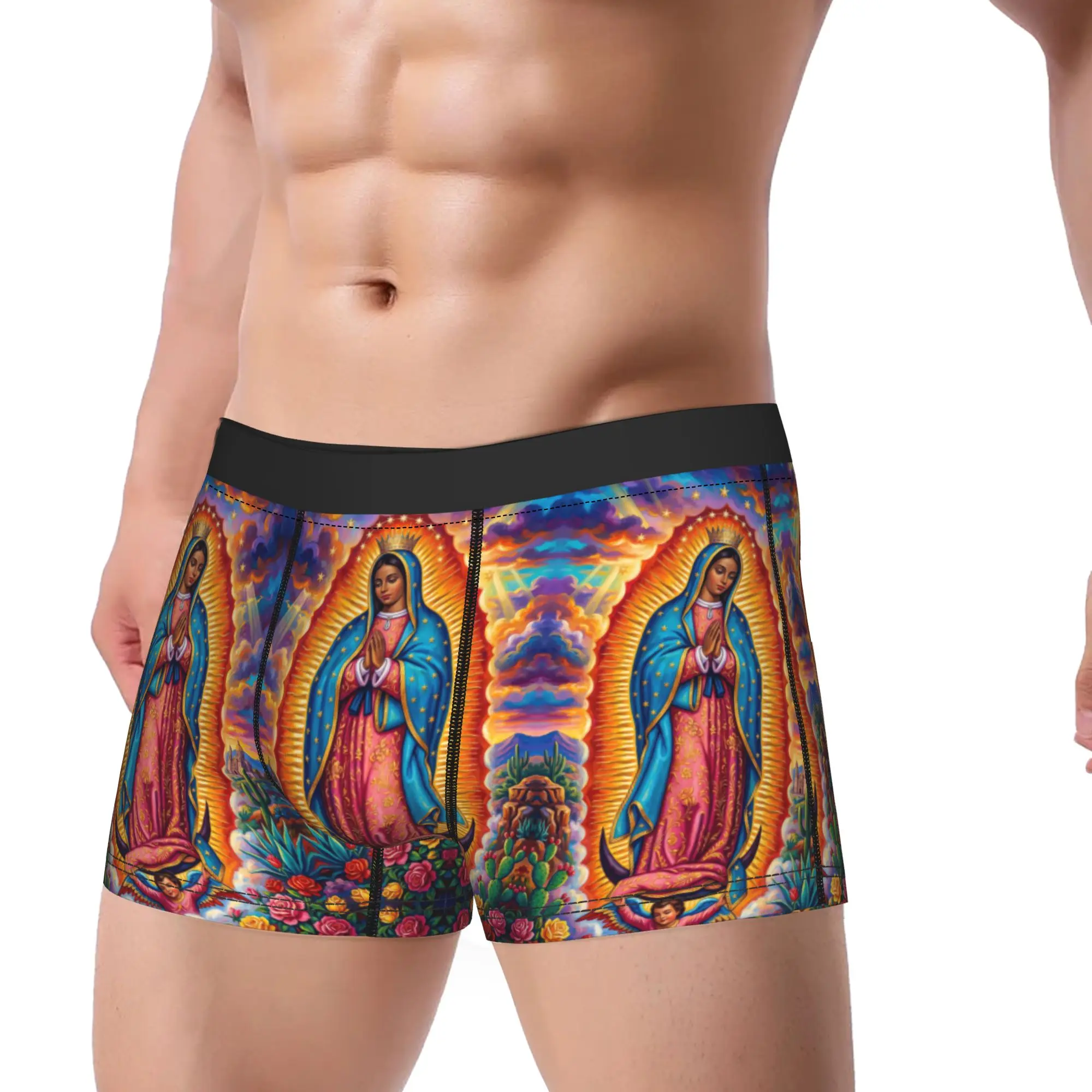 Our Lady of Guadalupe Boxer Brief  Underwear Hot Sale Males Novelty Boxershorts Custom DIY Plus Size Underpants