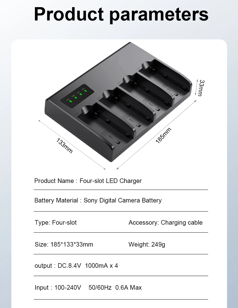 NP-F960 NP F960 4-Channel LED Battery Charger for SONY NP-F550 NP-F570 NP-F750 NP-F960 NP-F330 NP-F970 FM500 NP-F550 NP-F770