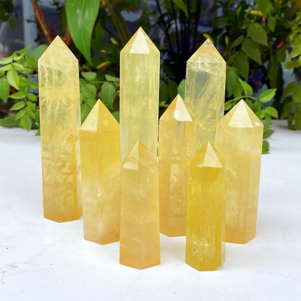 

Natural Citrine Quartz Tower Point Yellow Crystal Obelisk Energy Wand Meditation & Office Desk Decor Boost Confidence