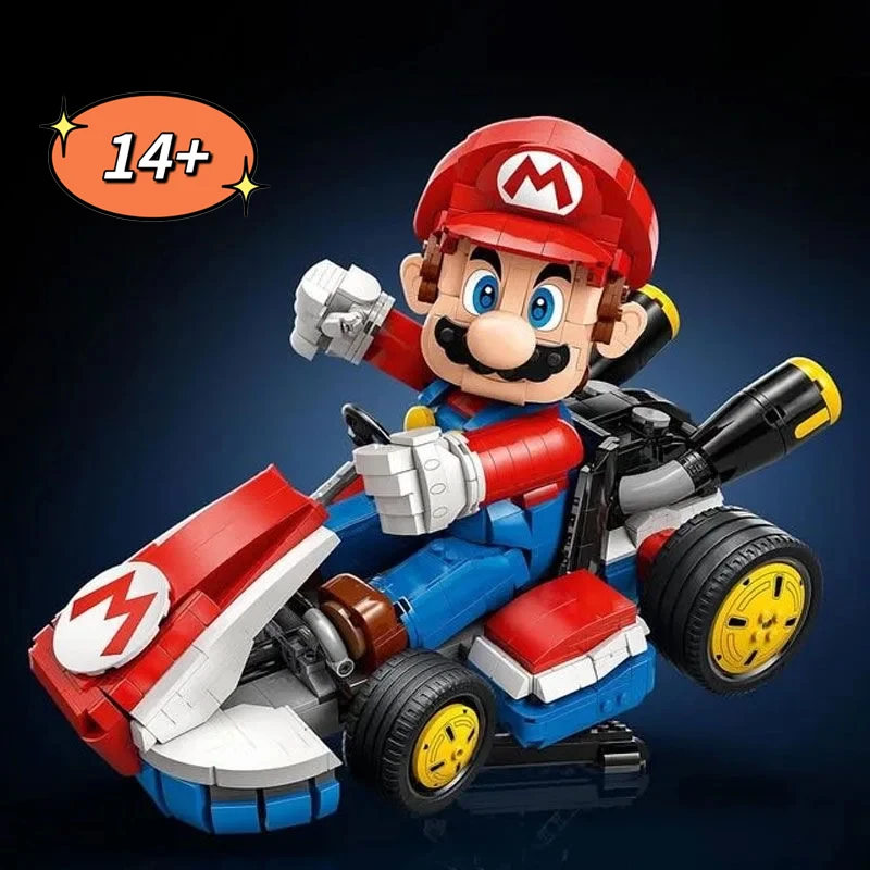 

MINISO Standard Kart Model Building Blocks Marioed 72037 Classic Game Racing Car Assembly Bricks Educational Toys for Kids Gift