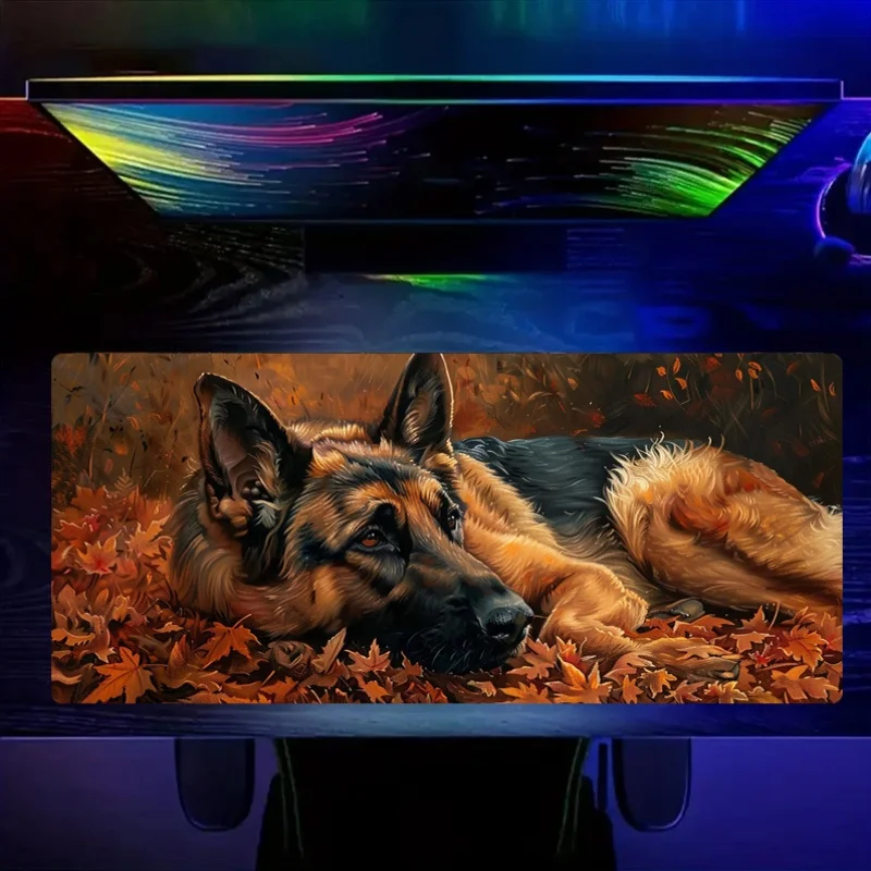 German Shepherd Autumn Dog Large Desk Mat Non-slip Rubber Gaming Mouse Pad for Office Computer
