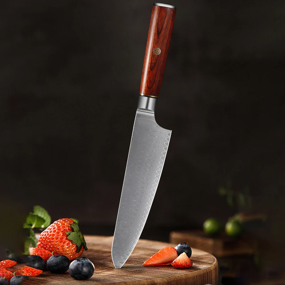 

8 Inch Chef Knife 67-layers Damascus Steel 10Cr15Mov Blade Wood Handle Slicing Vegetables Cleaver Meat Japanese Kitchen Knife