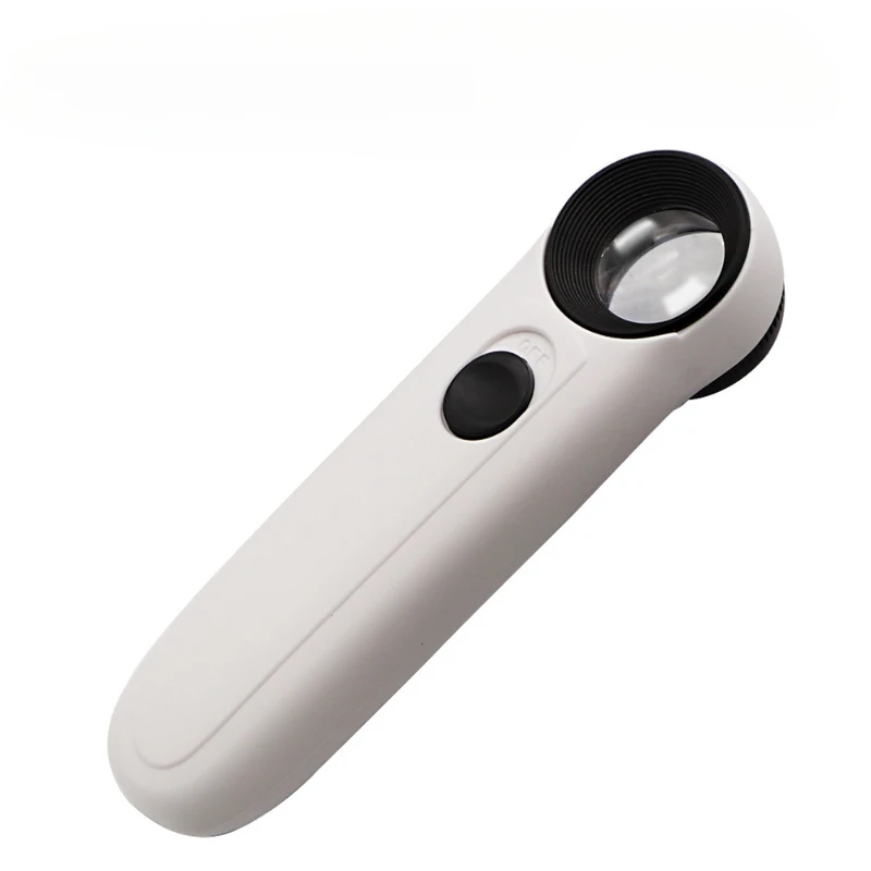 Handheld Magnifying Glass 40x LED Loupe Currency Antique Jewelry Appraisal Lupa Con Luz