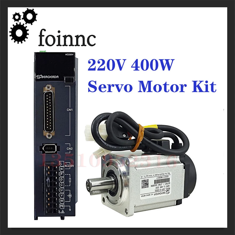 

Hot! Cnc 0.4kw Ac Servo Motor Driver 400w High Precision Motor 1.27nm 3000r/Min With Brake, Input Ac 220v, Engraving Machine