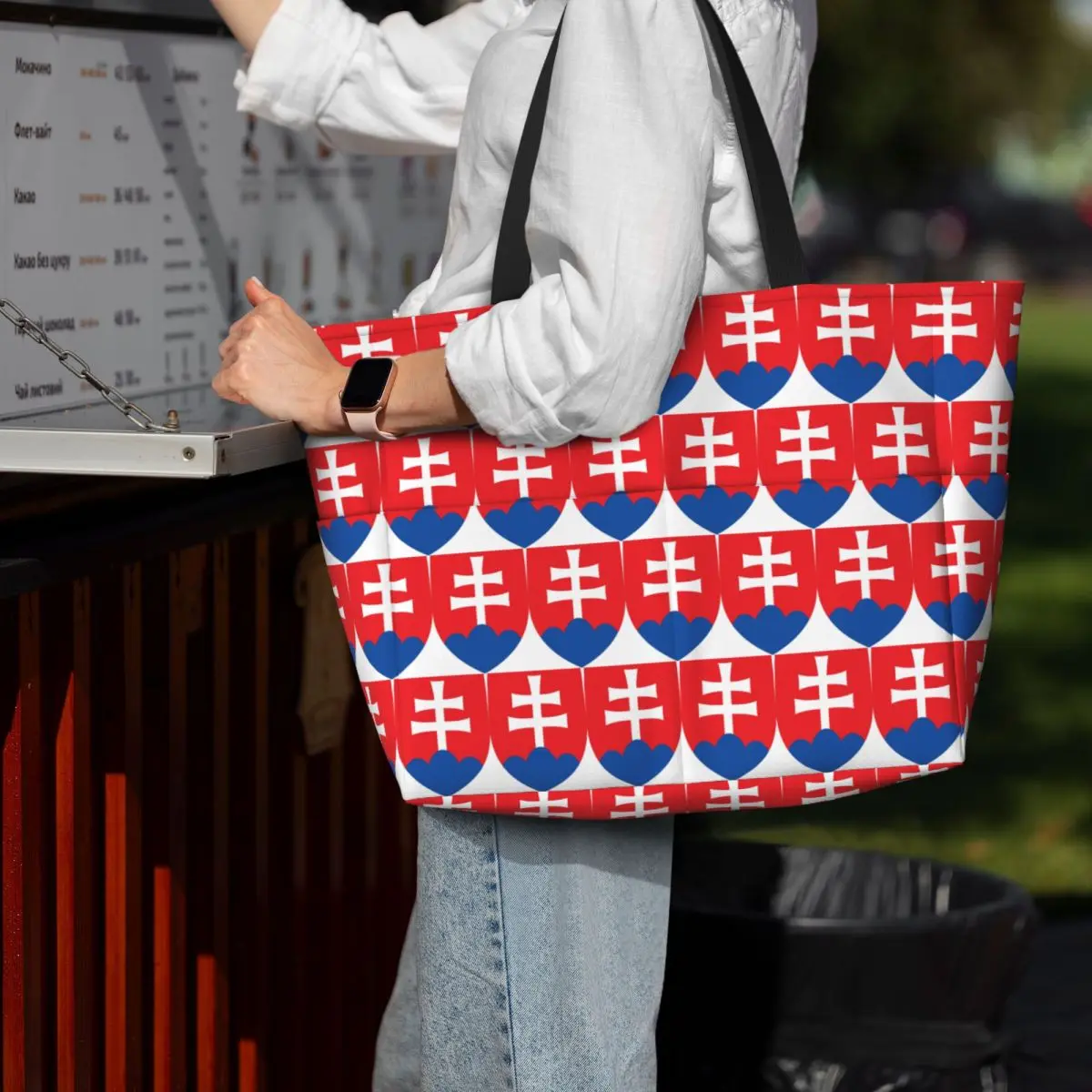 

Flag Of Slovakia Slovak Republic Beach Tote Bag Sport Gym Yoga Duffle Large Tote Bag Women Travel Bag Fitness bag