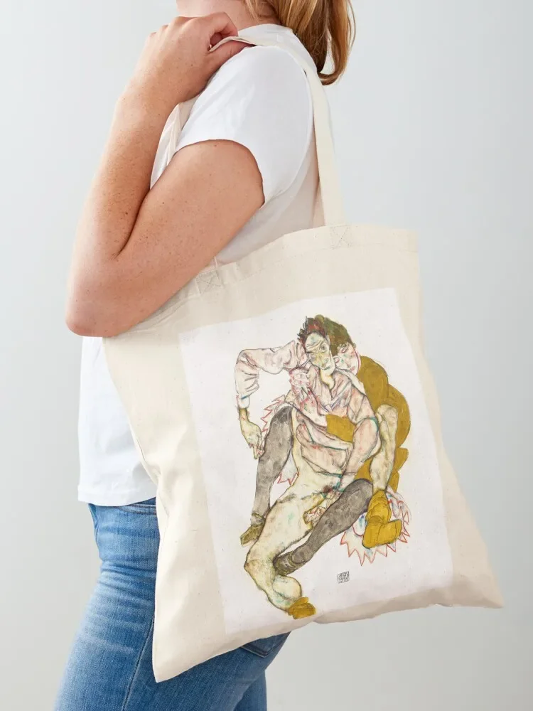 Seated Couple, Egon Schiele Tote Bag Handbags tote screen canvas