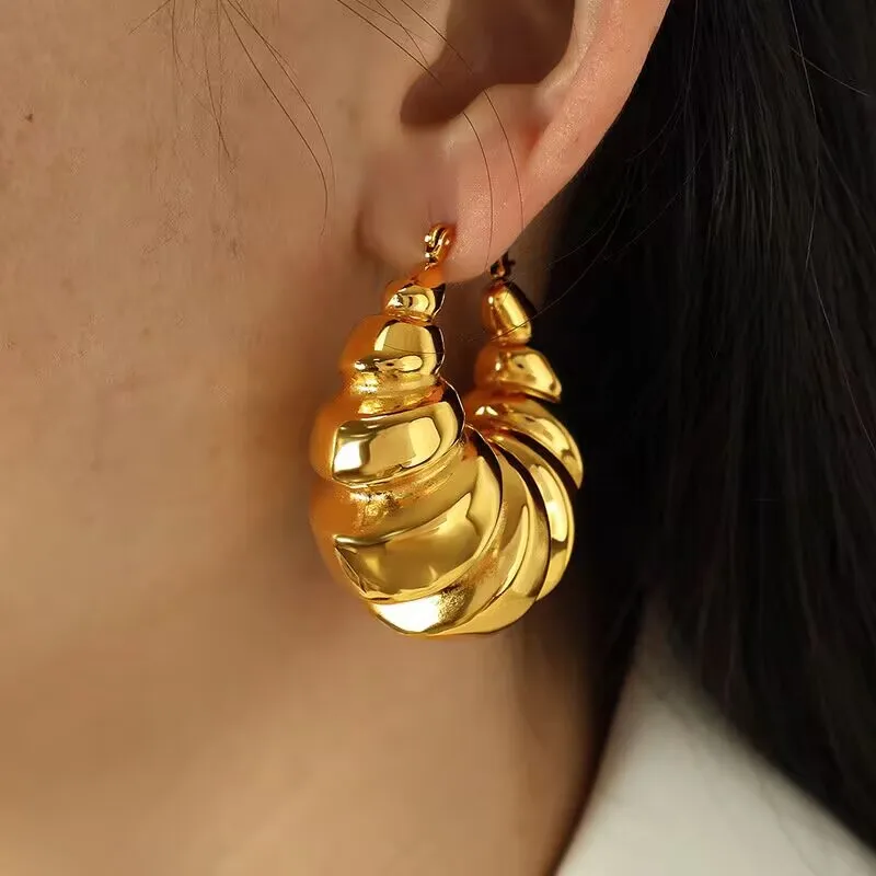 Pendientes de aro redondos geométricos Retro Punk para mujer, Color dorado, moda gótica exquisita, alta calidad