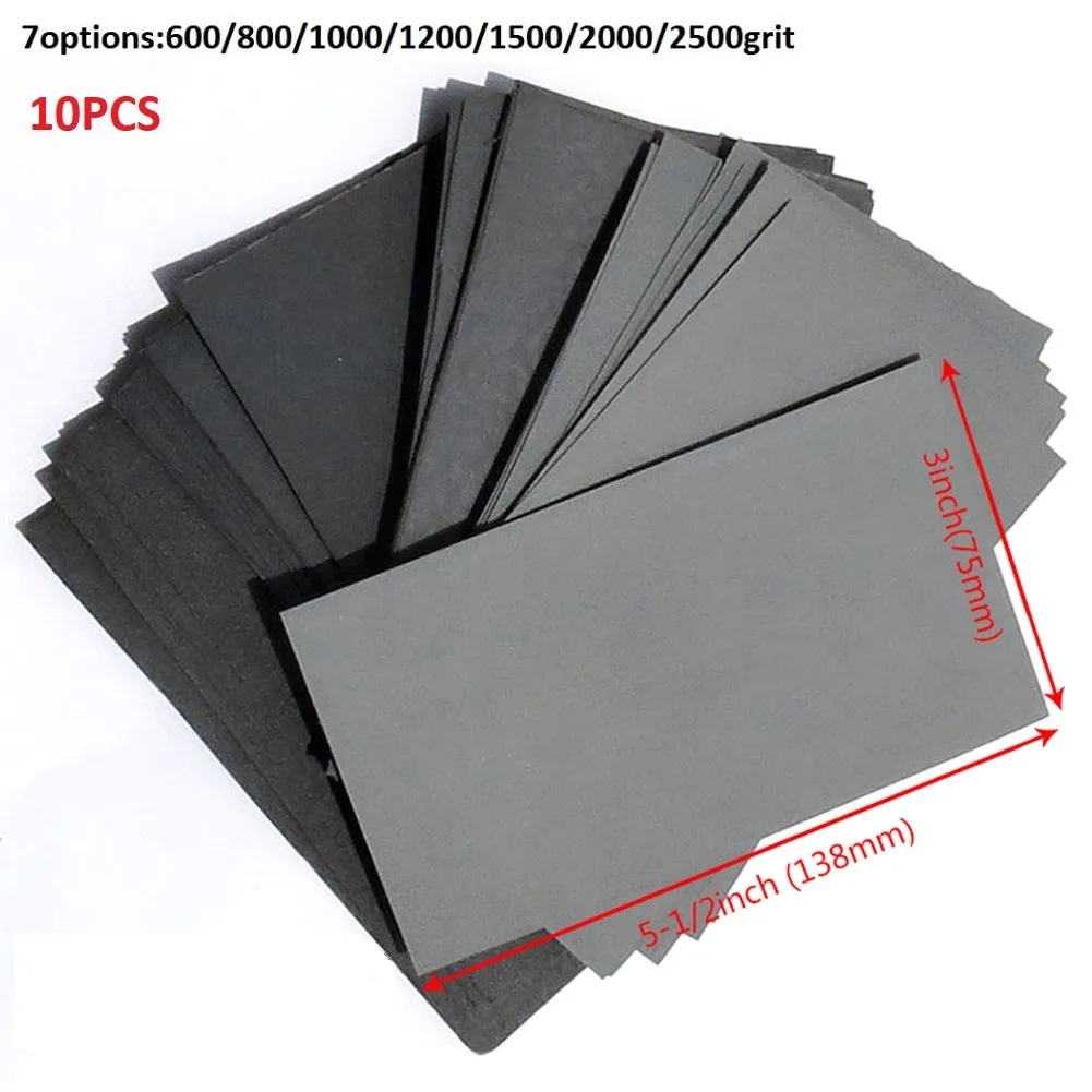 

10pcs Wet And Dry Sandpaper 600/800/1000/1200/1500/2000/2500 Grit Abrasive Sander Paper For For Wood Metal Automotive Polishing