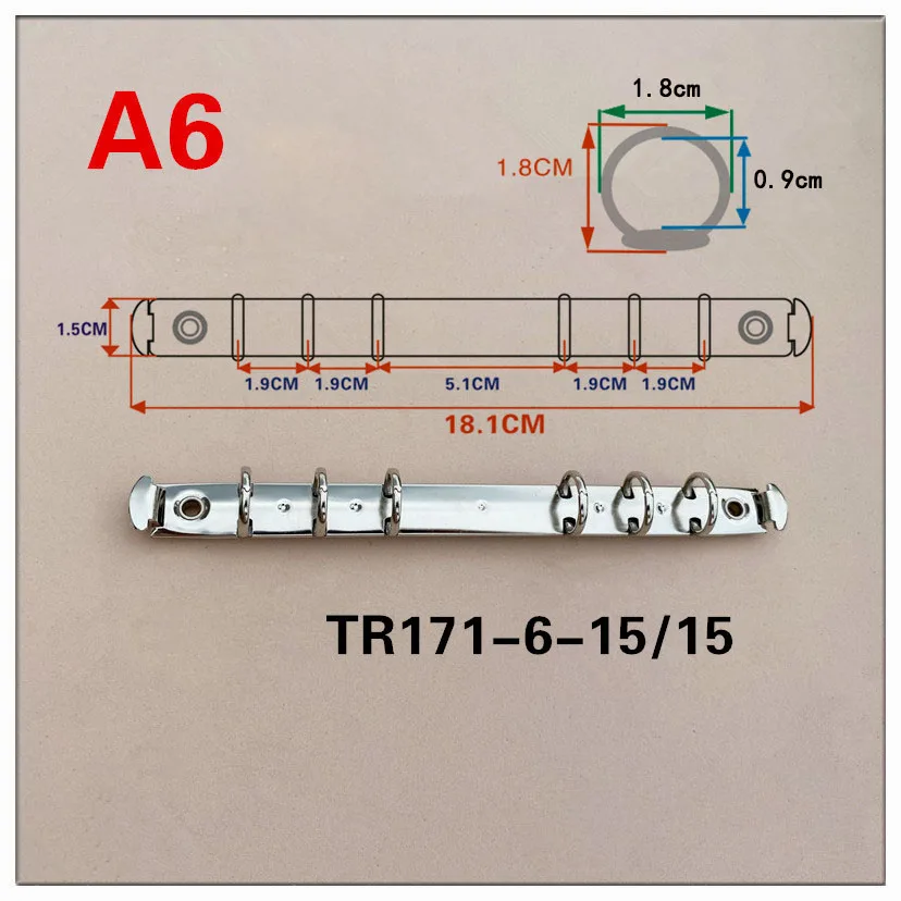 Clips de carpeta de 15MM de diámetro, A7, A6, A5, B5, plata, oro, bronce, cobre