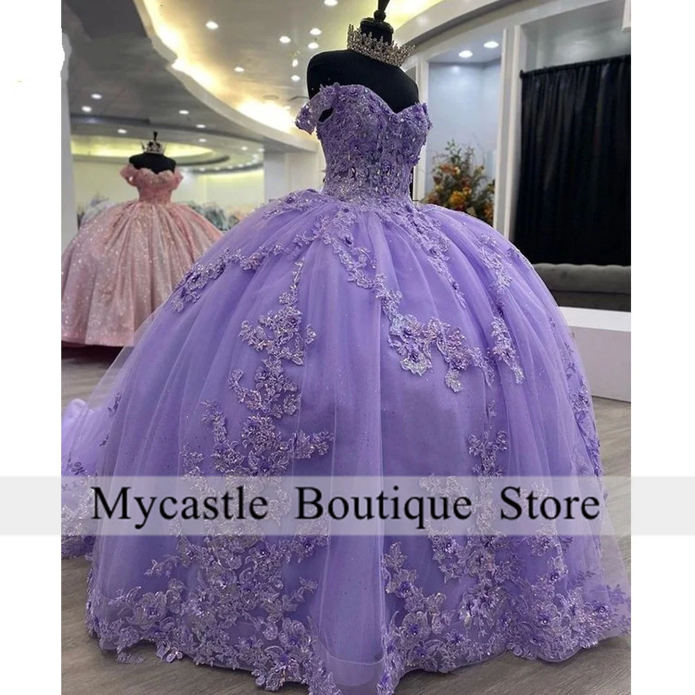 Lilac Lace Quinceanera Dresses 2025 Sweet 15 Dress Birthday Party Dress Lace Appliques Vestidos De Quinceañera Customized image 2