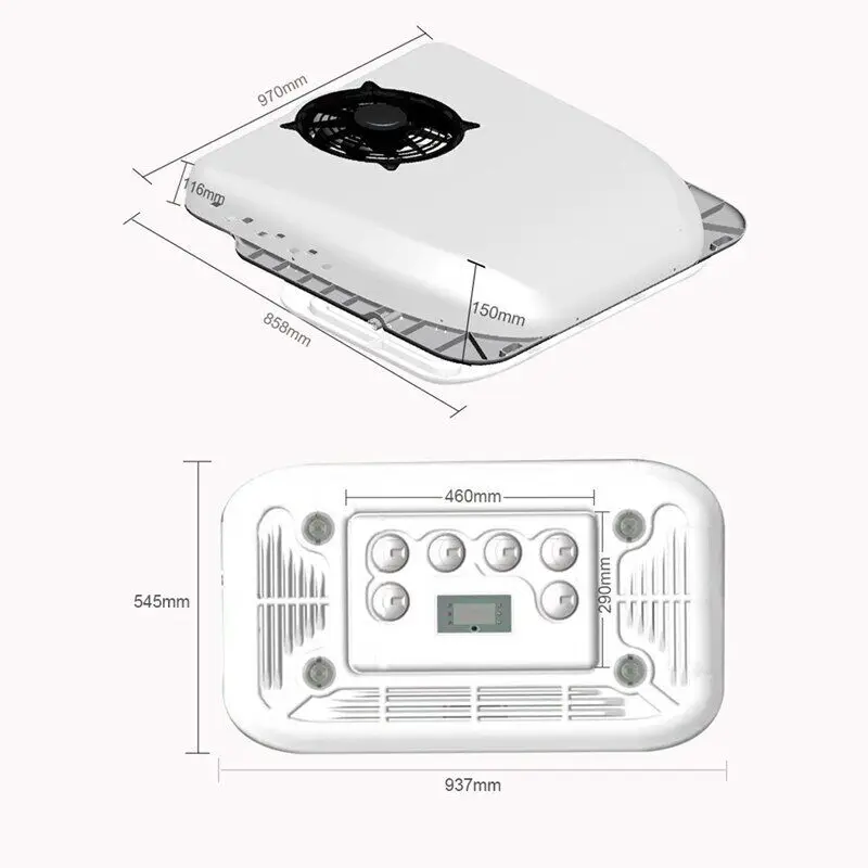 Treeligo 12V Electric Cooling RV Big Air Conditioner 15000BTU Automotive Rooftop Air AC Uint For Camper Van Caravan Motorhome