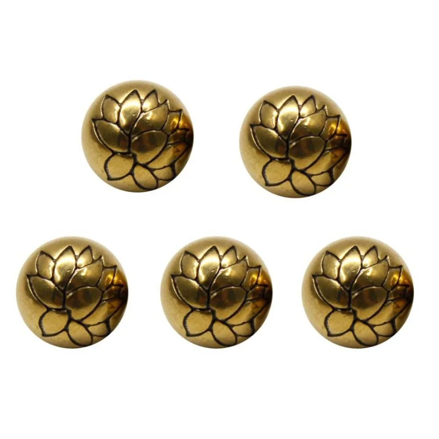 

5 Pcs Lotus Brass Buttons Chinese Cheongsam Sewing Round Buttons Bronze
