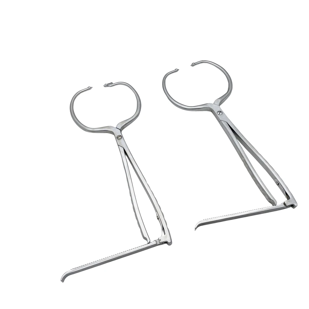 Specialized Orthopedic Tibial Reduction Forceps Paired with Bone Forceps and Compression Ring Holding Clamps
