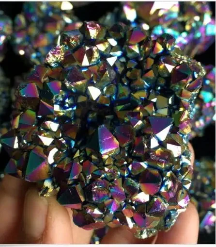 2.2lb Rainbow aura amethyst bismuth titanium silicon clusters