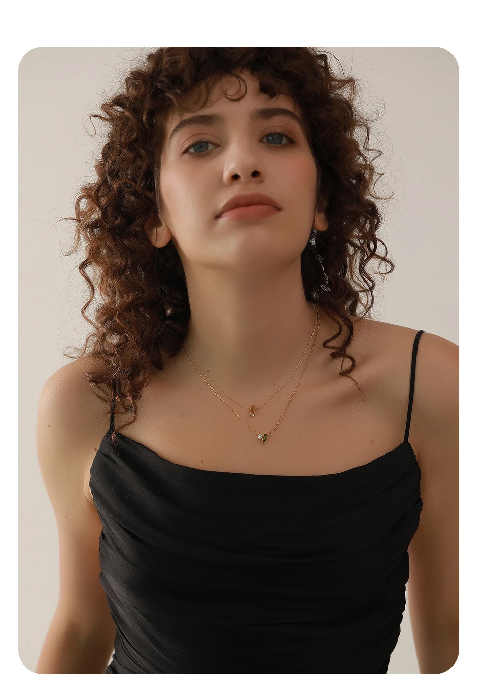 Yhpup Edelstahl Olivgrüner Zirkonia Chic Anhänger Halskette für Frauen Minimalistischer Charme Koreanischer Modekragen Schmuck – Detail 1