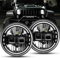 Car LED 7 Inch Round Headlight DRL Hi/Lo Beam 90W Halo Ring Amber Angel Eye For Beetle Classic Lada Niva URBAN Jeep Wrangler