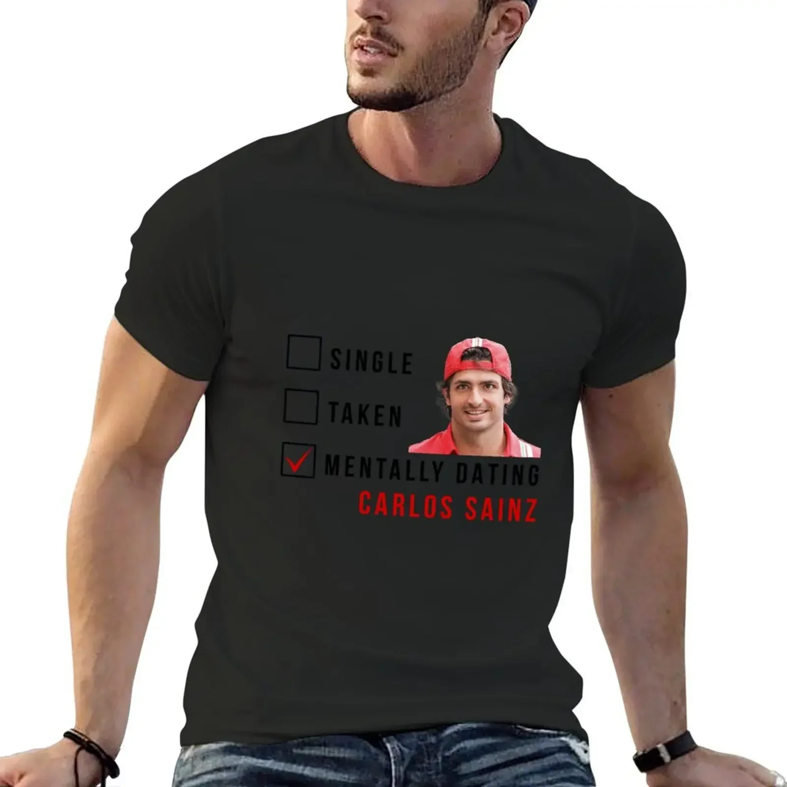 

carlos sainz T-Shirt oversized baggy shirts customs blacks tshirts for men