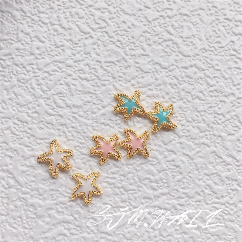 10 قطع الصيف البحر شل مسمار الفن سحر اللؤلؤ سبائك الاكسسوارات اليابانية الشاطئ سلسلة رائعة حجر الراين مانيكير أجزاء الأظافر