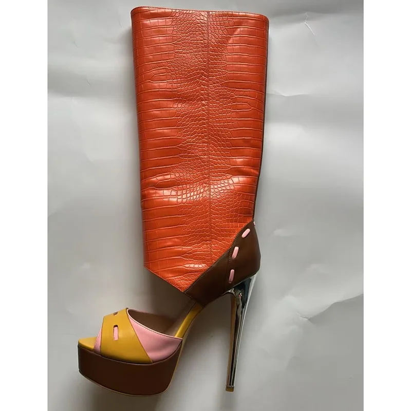 Pink Love Patchwork Platfrom Sandal Boots Sexy Pointed Toe Thin Heel Accept Customized New Arrivals Fashion Women Modern Shoes