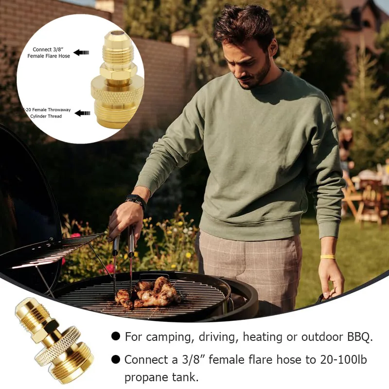 

1 шт., 1 фунт, баллончик с пропаном, регулятор, гриль для кемпинга, печь, латунный адаптер, соединение, конвертируемое на 3/8 мужская расклешенная печь 5/8 "-18UNF