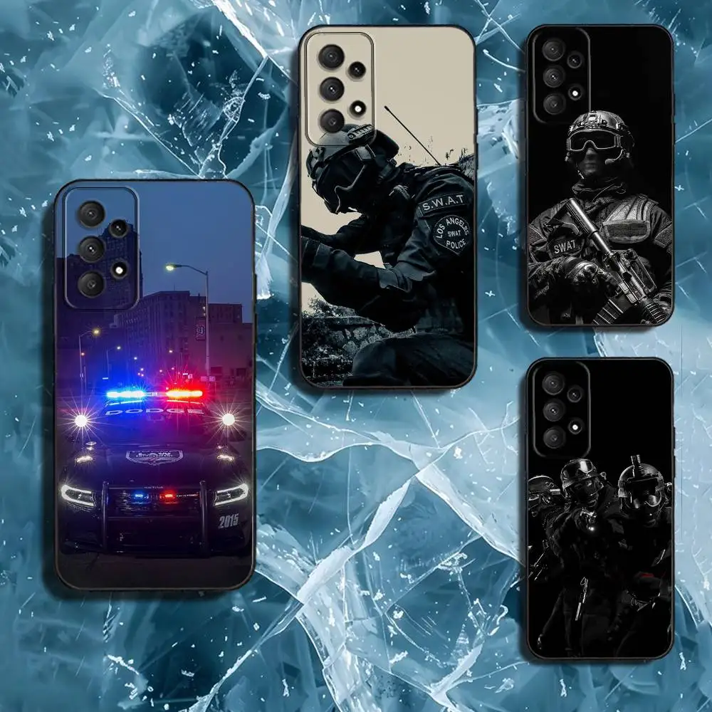 

P-Police SWAT FBI Phone Case For Samsung Galaxy A13,A21s,A22,A31,A32,A52,A53,A71,A80,Soft Black Shell