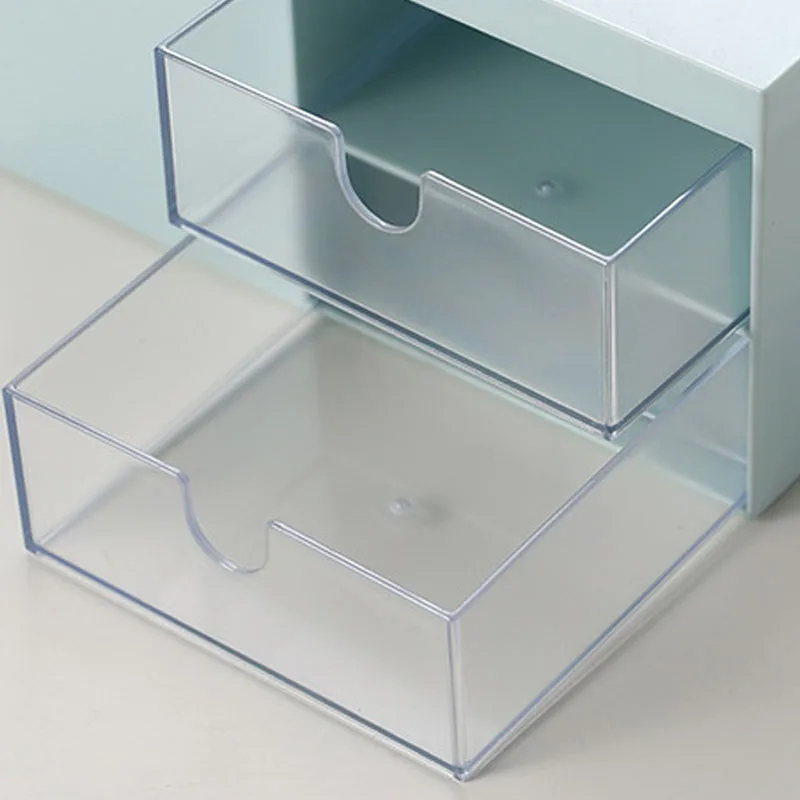 Desktop Pen Holder Storage Box Multifunctional Stationery Organizer Box Transparent Drawer Jewelry Cosmetic Storage For Girl