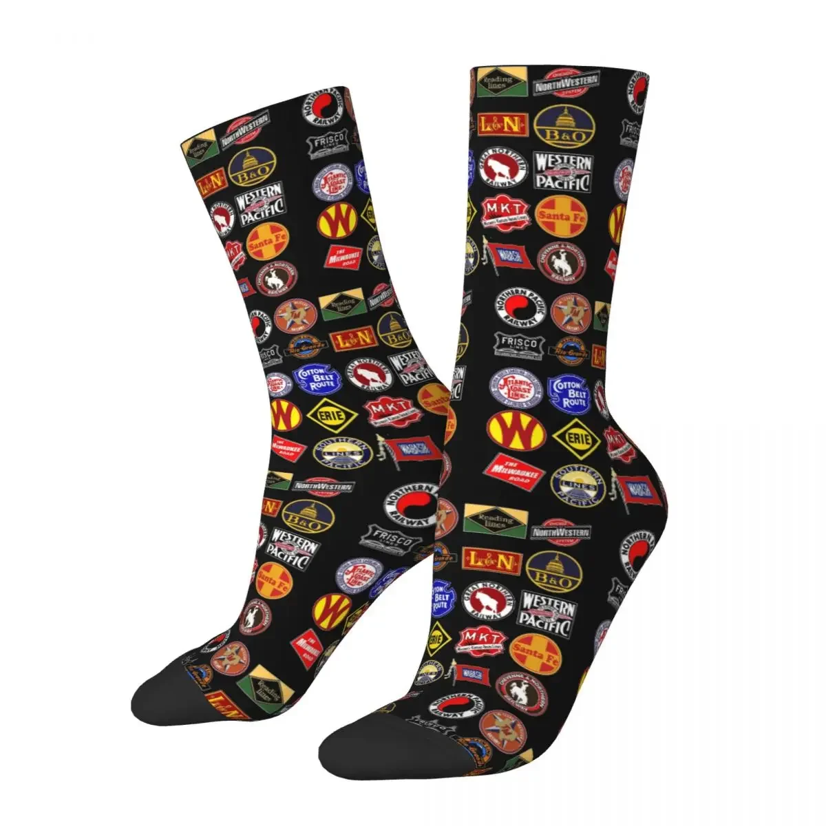 Vintage Defunct Railroad Railway Logos - Trains Hobby Socks Harajuku High Quality Stockings All Season Long Socks Accessories