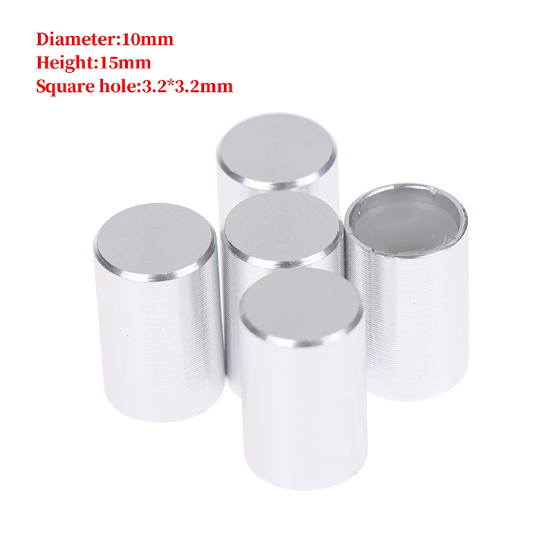 5pcs High Quality Sliver Aluminum Alloy Light Touch Switch Cap Computer Case Key Switch Cap Square Hole 3.2 × 3.2mm