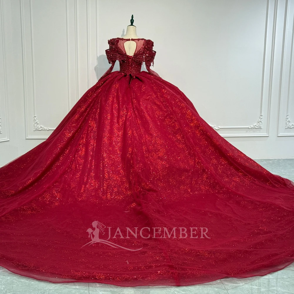 Customized Wedding Dress Illusion Long Sleeves Ball Gown Princess Bride Dress Plus Size Appliques Court Train Vestido de Noiva