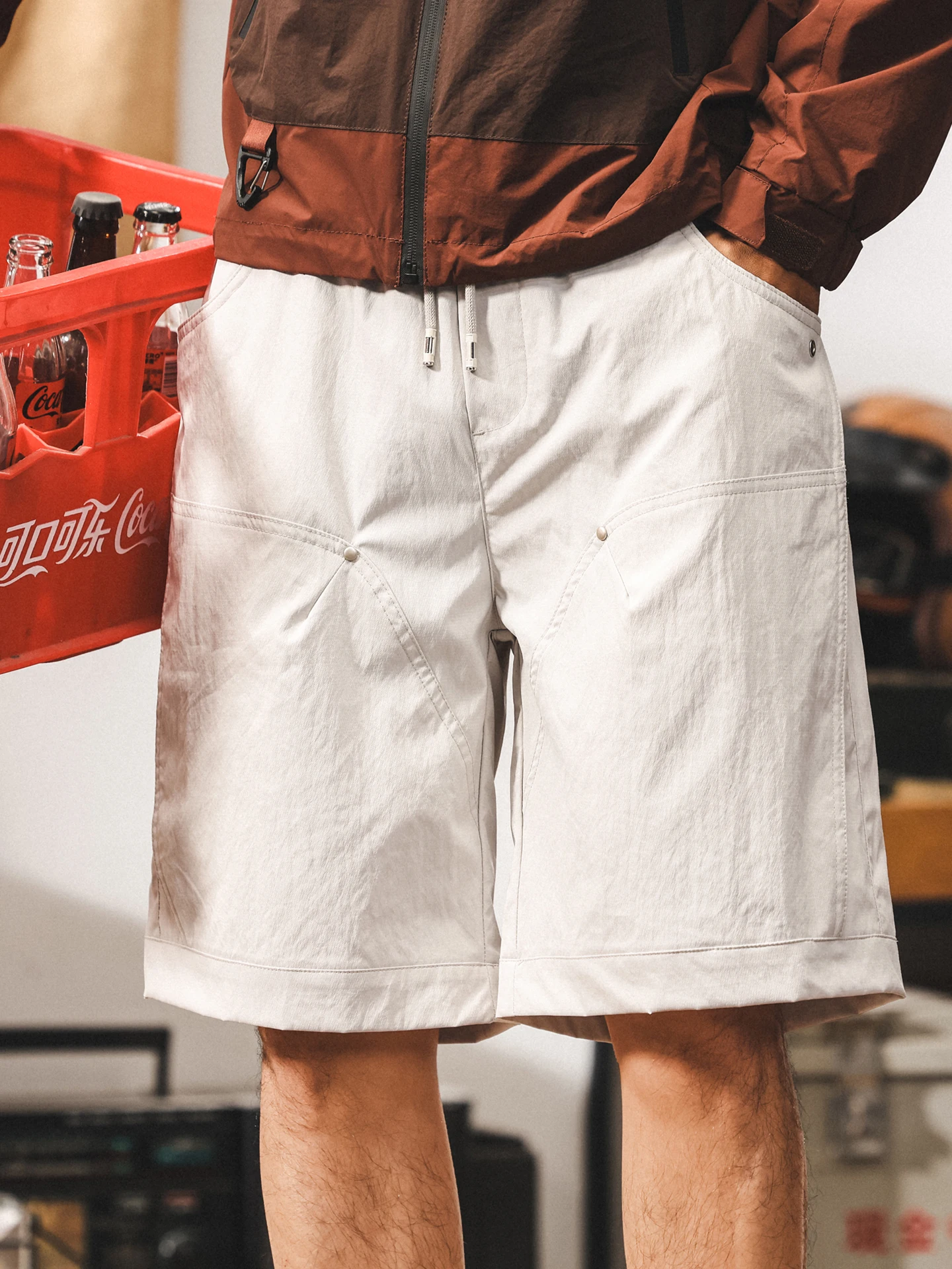 

Мужские летние повседневные брюки для активного отдыха, быстросохнущие, свободного кроя, в американском стиле, прямые, длиной до колена, рабочие штаны