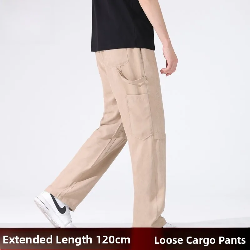 

Summer Thin Extended Work Trousers Men's 20cm Loose Straight Leg Casual Pants High Waist Wide Leg Trousers Youth Size