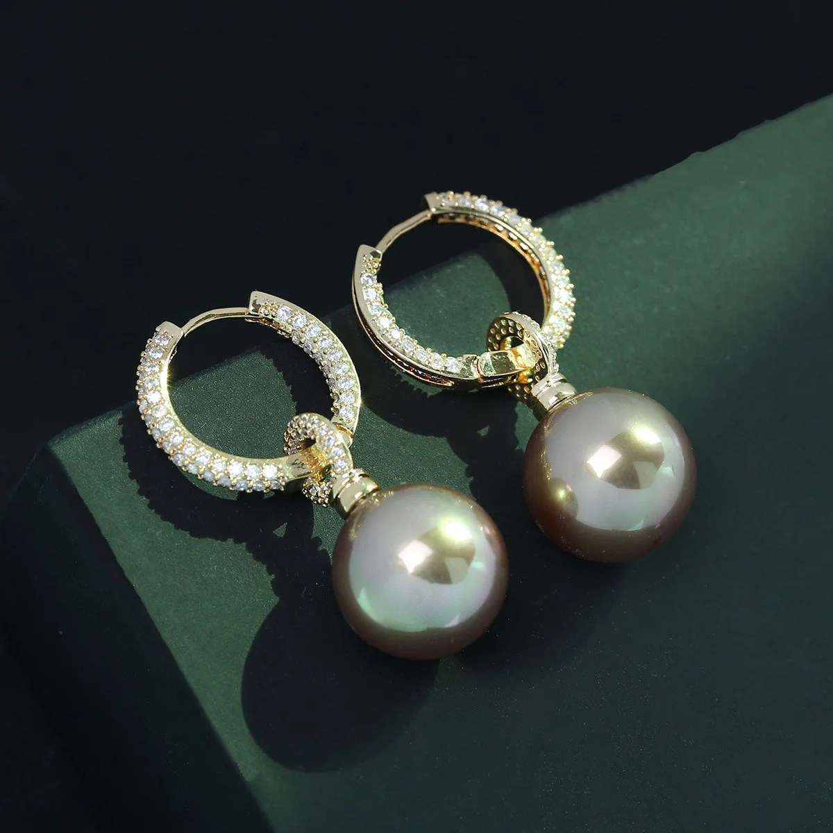 

Серьги-подвески из серебра 925 пробы с жемчугом цвета шампань и кристаллами, золотистые, модные украшения для женщин на каждый день и для вечеринок