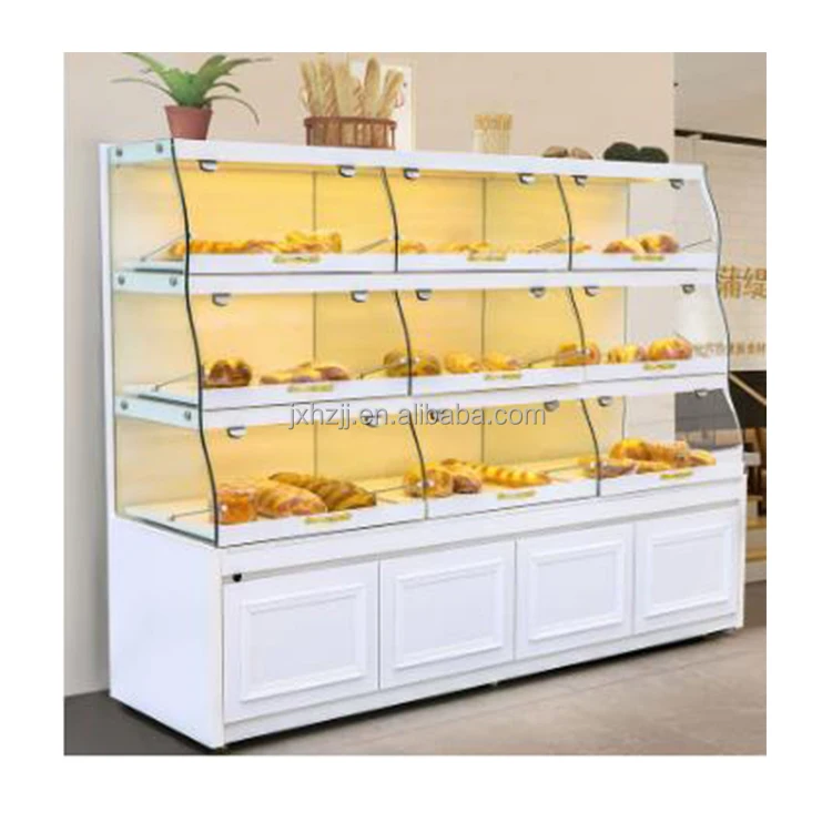 Custom.Hong Zhan  3 Three Tier Wall Mounted Display Cabinet Shelf Bakery Furniture Display Showcase for Bread Bakery Display Rac