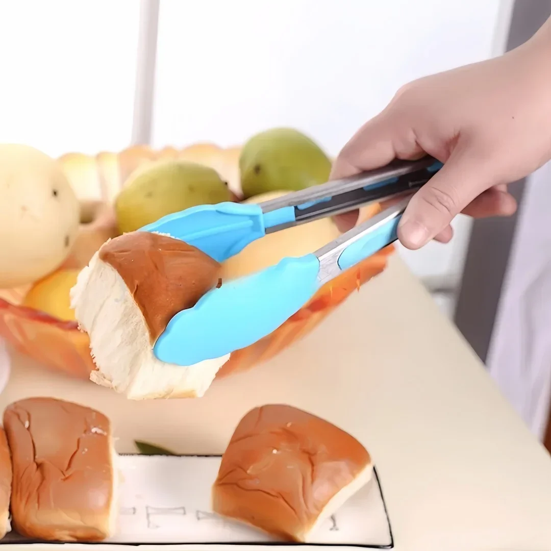 Anti Slip Kochen Servierzange Edelstahl Lebensmittel Clip Brot Salat Tong Hitzebeständige Grill Clips Küche Kochen Werkzeug – Detail 5