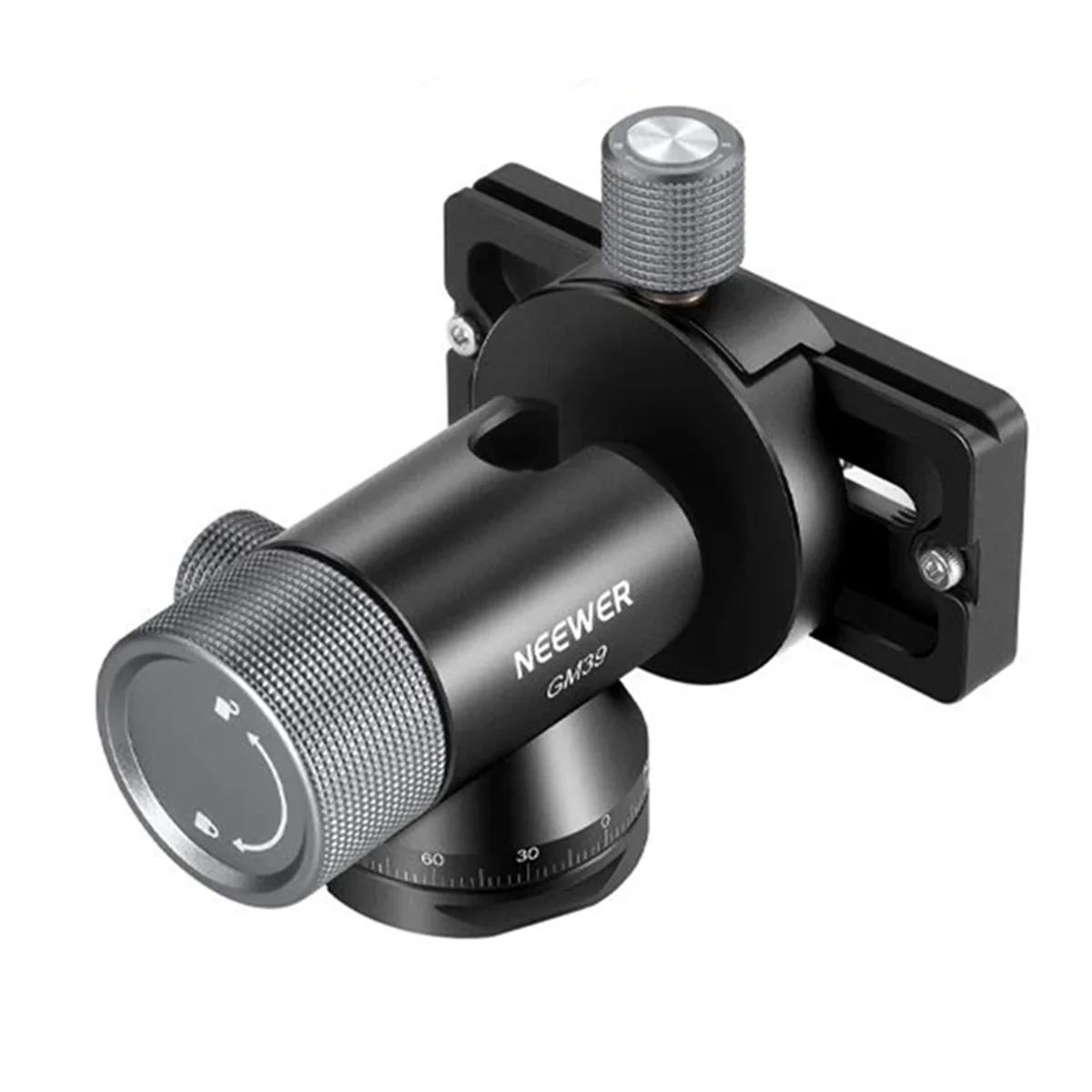 GM39 Gimbal Joint for Monopod Tripod Long Telephoto Lenses Metal Low Profile BallHead 360° Pan 90° Tilt