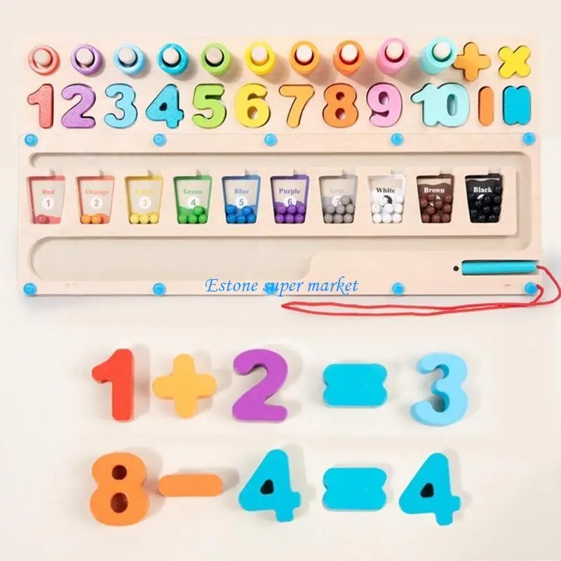 090B 3in1 Bảng xếp hình nam châm Đồ chơi phân loại số mẫu giáo Bộ đồ chơi toán học cho trẻ