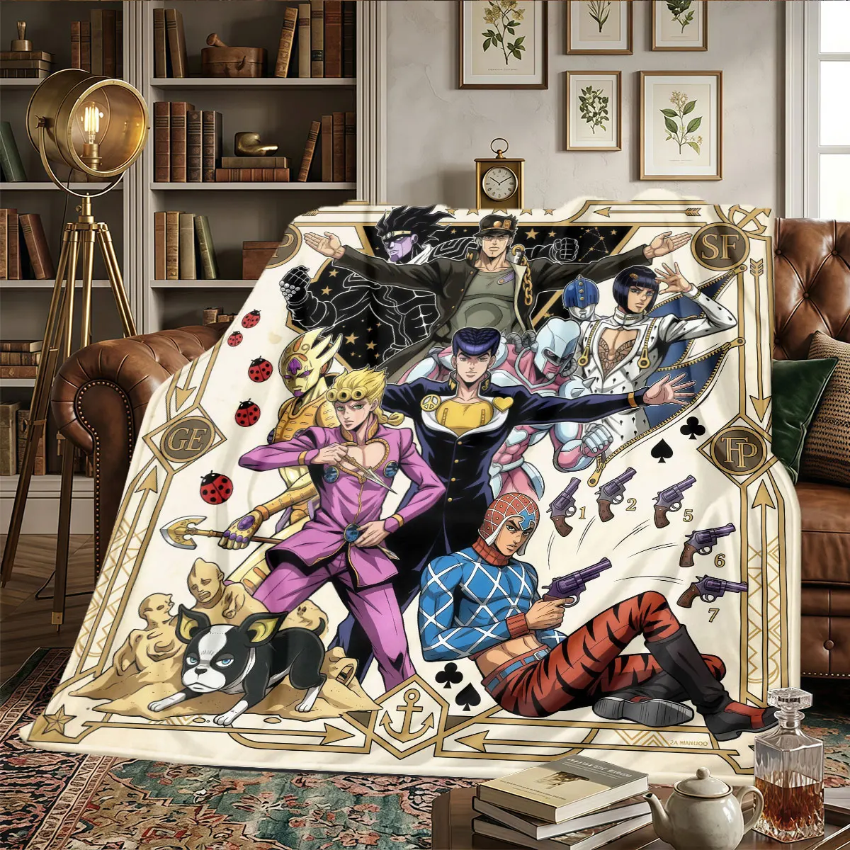 JoJos Bizarre Adventure Patterns Home Blanket Suitable For All Seasons for Home Decor Sofas Warmth Comfort Christmas Gifts -HE43