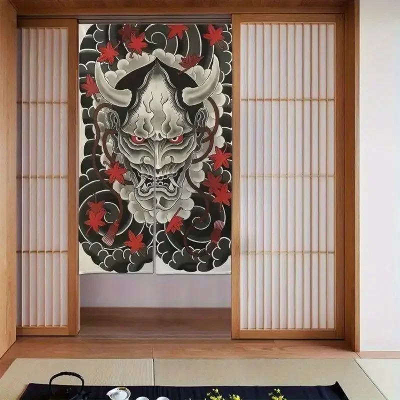 VIKAMA Bodhi Mask Japanese-style Curtain for Bedroom Half-door Wall Hanging Tattoo Shop Bar Room Entrance Decoration