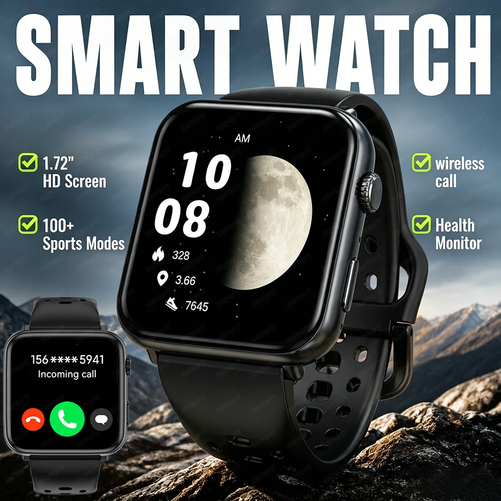 

2026newmen'sandwomen'soutdoorsmartwatches,1.72-inch high-definition display screen, fitnesstrackerwithsleepmonitor, holidaygift