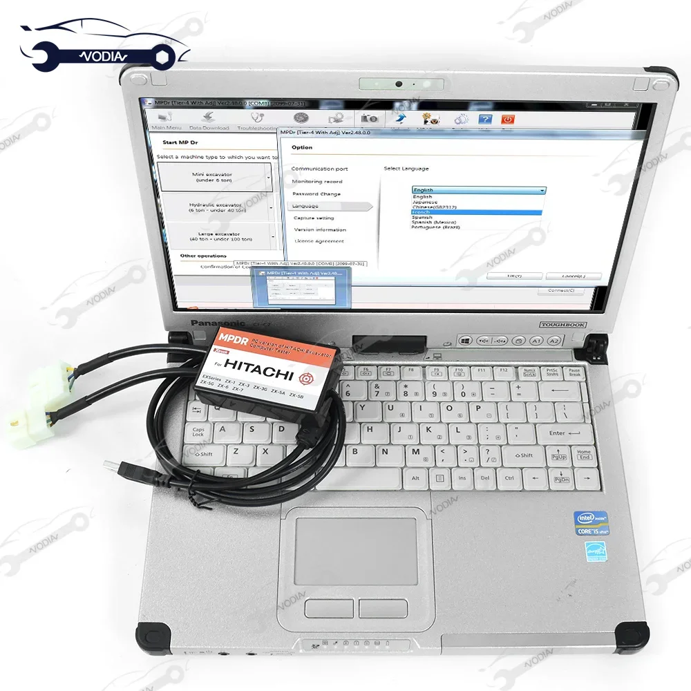 For Hitachi Construction Excavator Diagnostic Scanner Communication Adapter Group Truck Diagnostic Tool and CFC2laptop