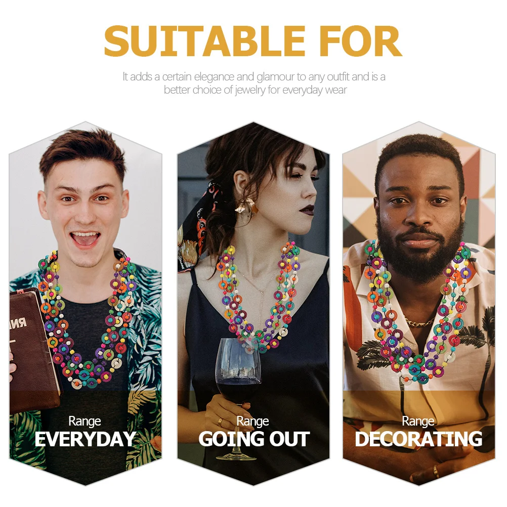 

2Pcs Retro Bohemia Style Necklace Ethnic Wood Bead Garland Tassels Women Fashion Sweater Accessory Valentines Day Jewelry