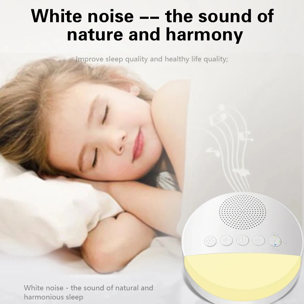 Baby White Noise Machine Kids Sleep Sound Player Night Light Timer Noise Player USB Rechargeable Timed Shutdown Sleep Machine