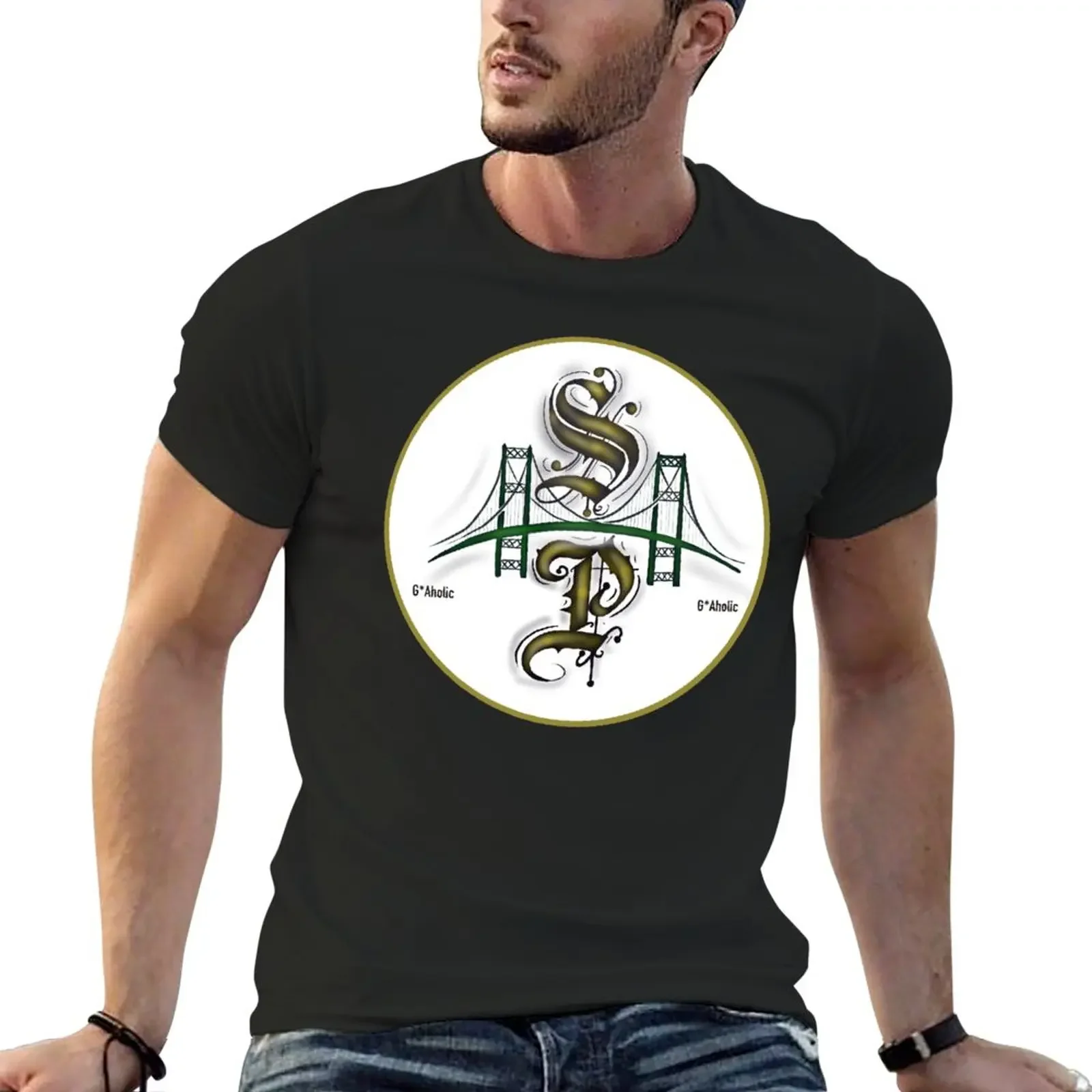 

San Pedro bridge T-Shirt blacks plus sizes sports fans heavy weight t shirts for men