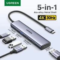 UGREEN USB HUB 5 en 1 tipo C a 4K HDMI PD100W USB3.0 HUB adaptador multipuerto para portátil MacBook iPad Pro Samsung Dell HP Lenovo