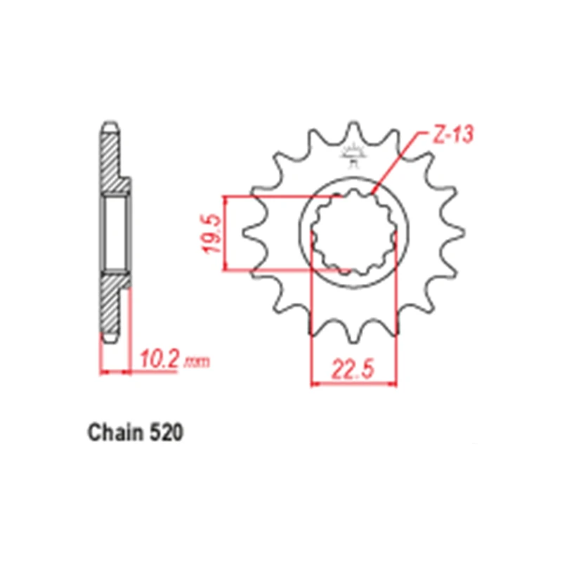 OZOEMPT 520-15T Motorcycle Front Sprocket Apply to DR200 SE-T,V,W,X,Y,K1-K9,L0,L1-L5  SP200 G,H,J  DR350 SE-R,S  SE-T SE-V,W