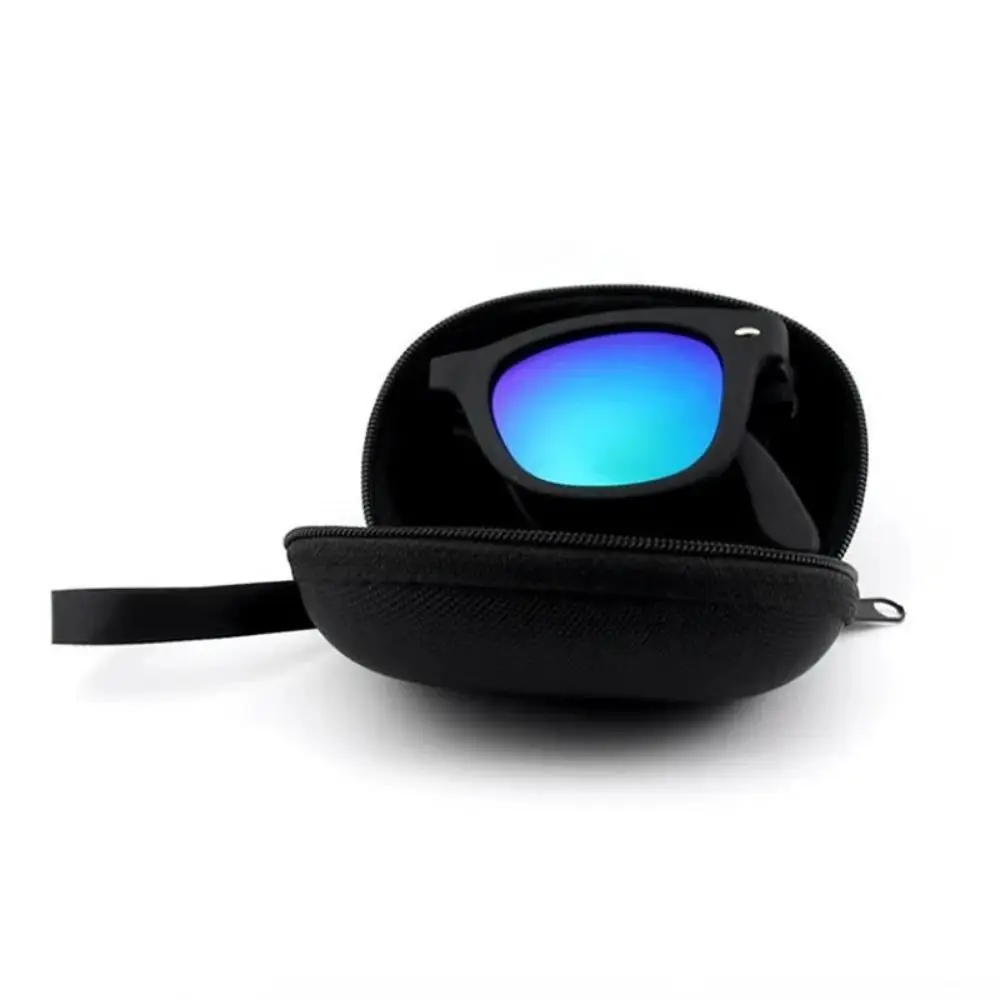 

EVE Weaving Folding Sunglasses Storage Box Round Lanyard Lanyard Zipper Glasses Case Zipper Folding