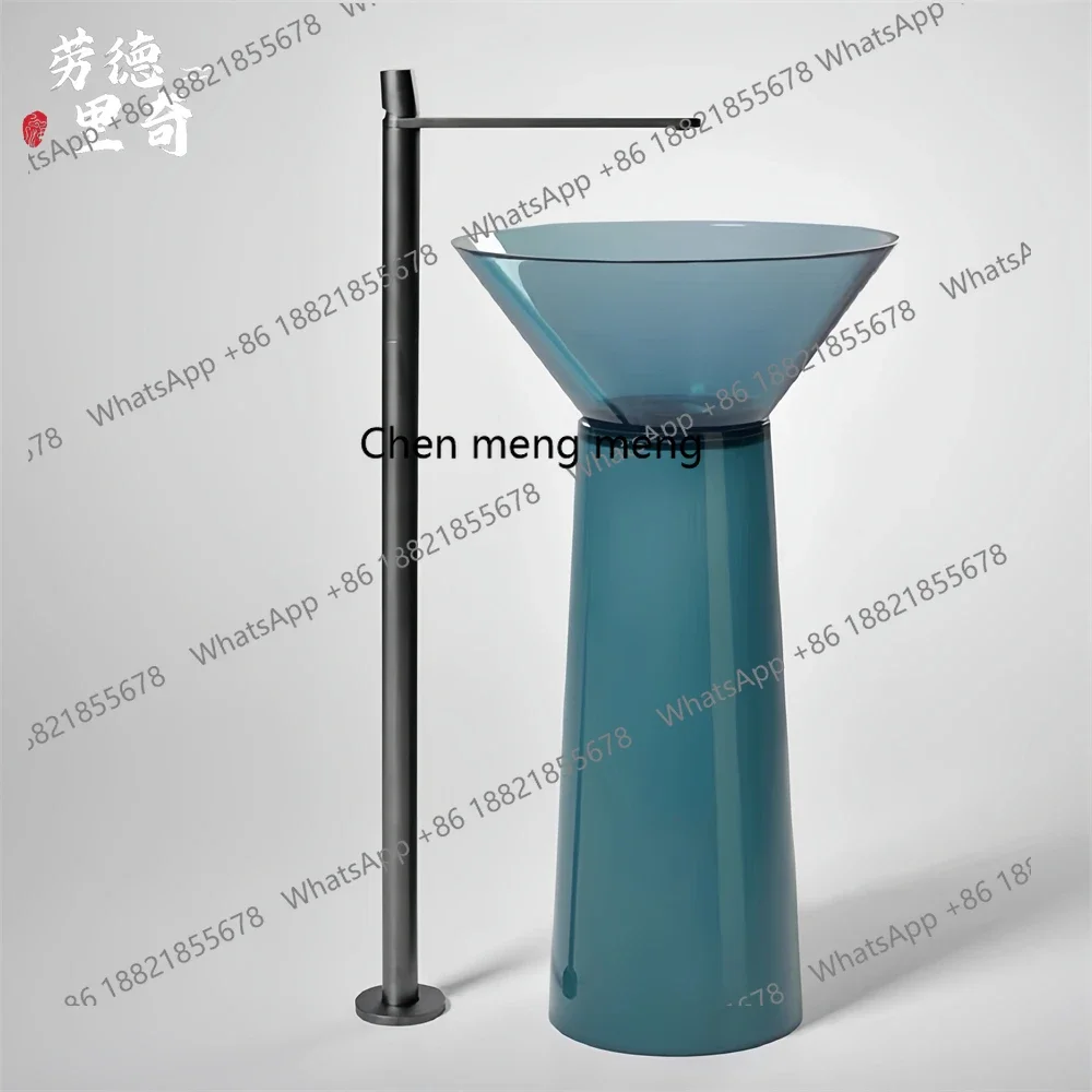 YL Outdoor Balcony Hotel B & B Transparent Blue Stone Floor-to-Floor Face Wash Table Pillar Basin